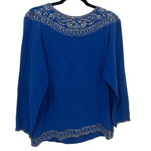 CIAO PM Beaded VTG Silk Blouse